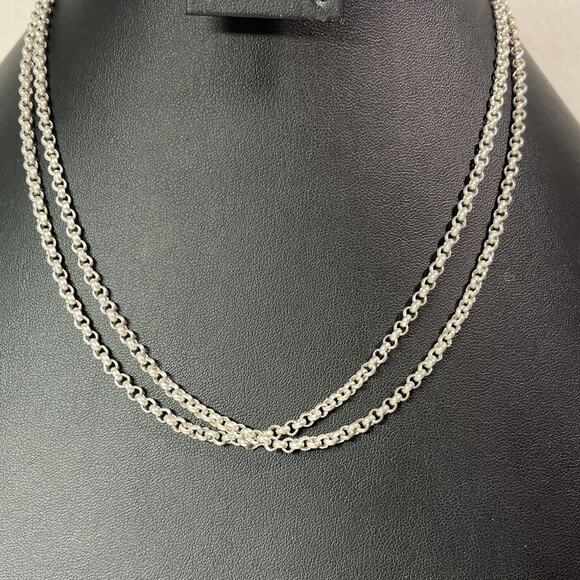 Vintage Designer Couture Signed RM Sterling Silver 925 Chain Necklace 2 Strands - Picture 2 of 9